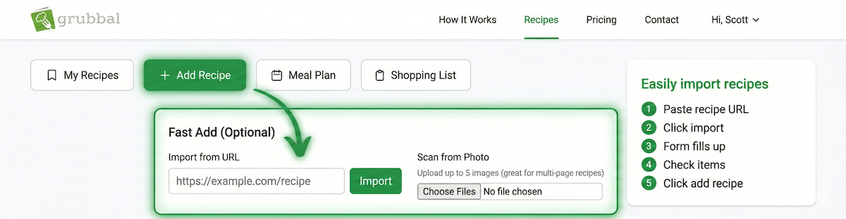 How to Import Any Recipe from the Web into Grubbal (In Under 30 Seconds)